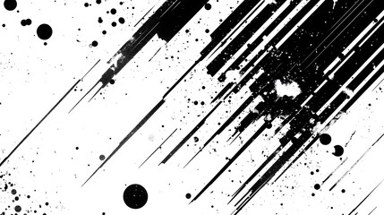 Fototapete - A striking abstract monochrome composition featuring a dynamic interplay of geometric shapes overlapping lines splashes of ink and bold expressive brush strokes