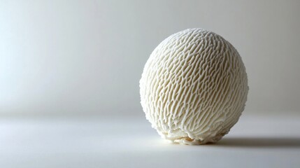 Minimalist Abstract White Sphere with Intricate Texture on a Clean Surface in Studio Lighting