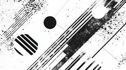 Poster - A visually striking abstract geometric composition featuring a dynamic interplay of shapes lines and patterns in a bold monochrome color scheme
