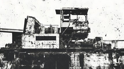 Leinwandbilder - Abandoned and decaying industrial machinery equipment and infrastructure in a neglected cluttered urban warehouse or factory setting  The scene has a gritty aged