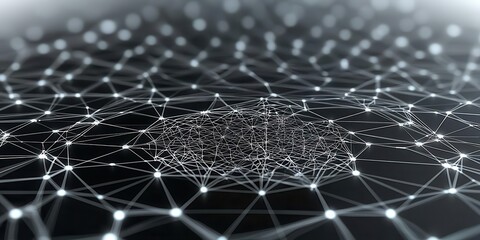 Abstract technology network with connected nodes and lines.