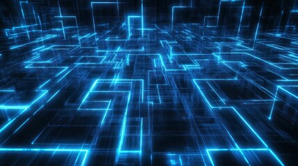 Digital Cityscape Neon Lines, Abstract Background
