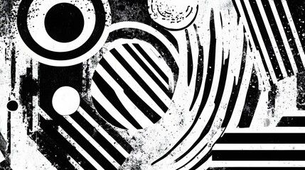 Aufkleber - Abstracted geometric shapes lines and patterns in a striking monochrome style creating a modern minimalist and contemporary art impression with depth rhythm and visual interest