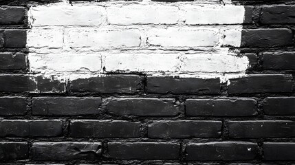 Aufkleber - Aged weathered brick wall texture with a detailed grungy pattern in moody monochrome tones  This image depicts the industrial urban aesthetic of a dilapidated decaying building facade