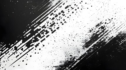 Fototapete - Dynamic Monochrome Abstract Graphic Design Pattern with Striking Brush Strokes Ink Splashes and Vibrant Contrast  Futuristic Contemporary and Visually Captivating Composition