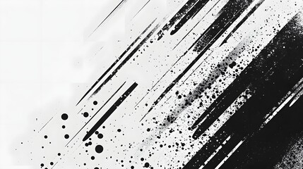 Fototapete - Energetic Abstract Monochrome Graphic with Spontaneous Diagonal Splash Effect  Dynamic experimental design with fluid motion ink like paint splatters