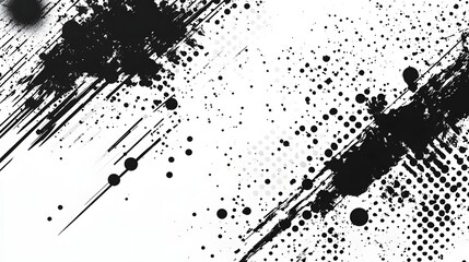 Fototapete - Energetic and dynamic abstract monochrome splash art with vibrant scattered dots expressive brush strokes and a grunge like texture creating a captivating and visually striking creative design