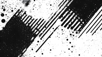 Aufkleber - Energetic Monochrome Abstract Brushstrokes and Splatter Texture Background  Dynamic and bold graphic design with minimal geometric elements creating a striking and contemporary visual impact