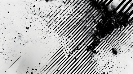 Fototapete - Energetic monochrome abstract background with bold ink splashes chaotic brush strokes and dynamic splatters creating a visually striking freeform texture