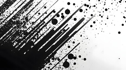 Poster - Energetic Monochrome Abstract Splash Graphic with Dynamic Geometric Patterns and Textures  Visually striking contemporary design with a futuristic tech inspired aesthetic and a sense of motion energy