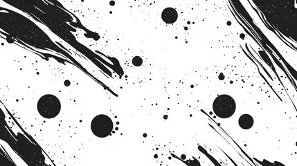 Leinwandbilder - Expressive monochrome abstract artwork with dynamic fluid paint strokes splashes and splatters creating a textured chaotic and energetic composition