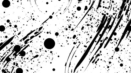 Aufkleber - Expressive ink splatter abstract background with dynamic brush strokes fluid patterns and irregular splatter elements  This high energy modern design features a monochrome color palette and a chaotic