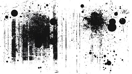 Aufkleber - Expressive monochrome abstract painting with a dynamic composition of dramatic ink splatters drips and fluid textures  This bold contemporary artwork has a raw grungy aesthetic with a moody
