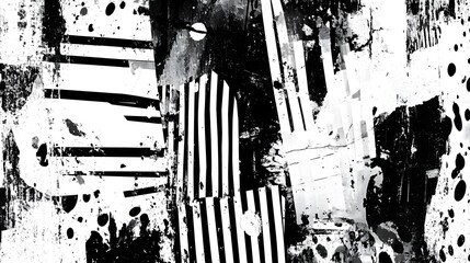 Poster - Grungy Black and White Abstract Paint Splatter Textured Background  Dramatic moody and expressive grunge texture with splattered paint and distressed worn effects