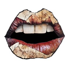 Aufkleber - Macro close up view of cracked and textured lips set against a weathered eroded and aged geological background with a natural organic and abstract aesthetic