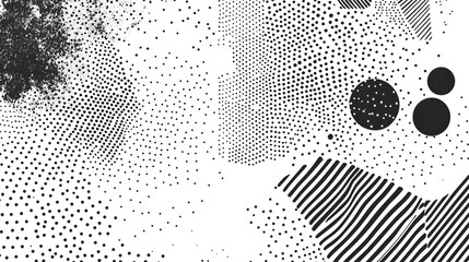 Poster - Mesmerizing abstract background with fluid undulating patterns composed of geometric shapes lines waves and dotted textures in a striking monochrome minimalist style
