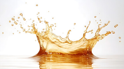 Aufkleber - Mesmerizing abstract image of a captivating liquid splash erupting in a dynamic display of glowing golden amber hues  The fluid forms swirl and collide bursting with radiant energy and movement