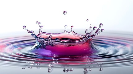 Poster - Mesmerizing image showcasing the dynamic and colorful interplay of water droplets ripples and reflections creating a visually striking and captivating abstract composition