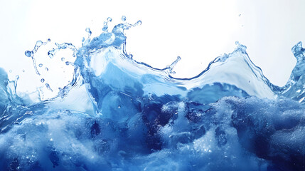 Fototapete - Powerful and dynamic blue water splash with cascading movement energetic flow and refreshing transparent liquid textures  Abstract environmental background with natural aquatic elements and patterns