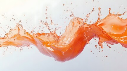 Poster - Powerful dynamic and vibrant abstract digital art background featuring an intense splash of orange and red liquid in motion creating a wave like energy and movement  The transparent