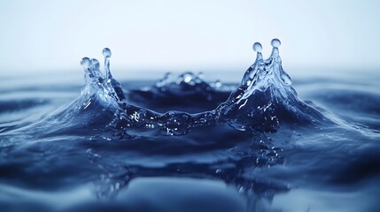 Fototapete - Powerful water splash creating dramatic motion and energy on a tranquil blue surface showcasing the force and fluidity of liquid in a peaceful environment