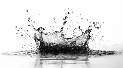 Aufkleber - Powerful yet graceful splash of liquid in motion creating a dynamic and abstract monochrome visual representation of energy force and the natural fluidity of water