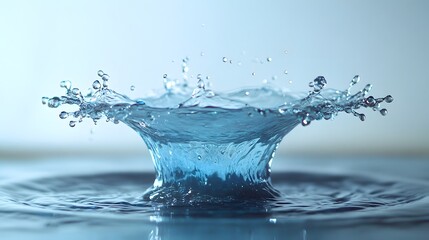 Poster - Splashing water droplets creating dynamic abstract and visual effects with a serene and peaceful ambiance  The clear liquid flowing and creating a natural energetic and creative background or texture