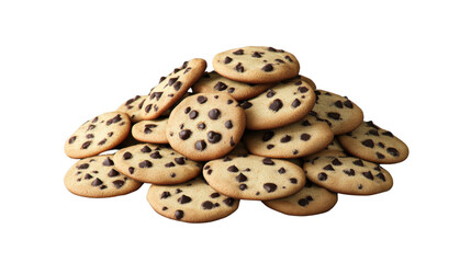 Wall Mural - Pile of chocolate chip cookies isolated on transparent background