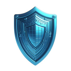 Wall Mural - Shield. Protection and security concept. Blue shield 3d icon. 3d render isolated on white background