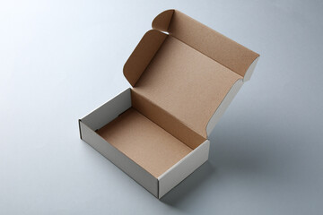 Wall Mural - One open cardboard box on white background. Mockup for design