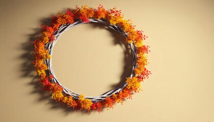 Wall Mural - design a layered 3d art piece that represents the cycle of life in autumn, from vibrant leaves to ba