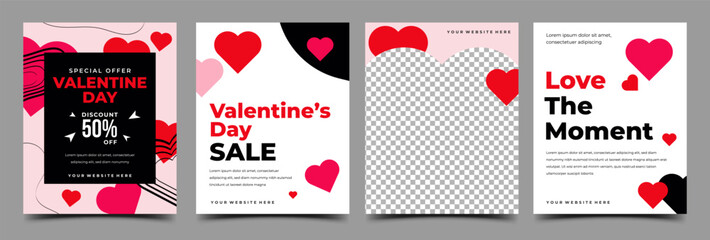 Wall Mural - valentine's day sale banner template collection. usable for card, social media post, poster, banner