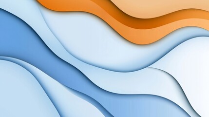 Wall Mural - Smooth overlapping shapes in shades of blue and orange create a visually appealing abstract background, perfect for modern and dynamic designs