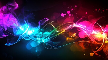 Poster - Vibrant abstract neon background with dynamic light streaks and futuristic color blends