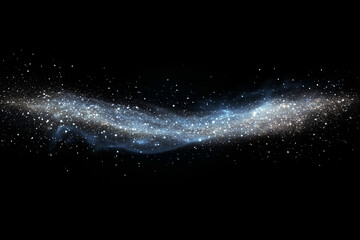 Wall Mural - long blue line of glittery stars. The stars are scattered all over the line, creating a sense of movement and depth. The image evokes a feeling of wonder and awe