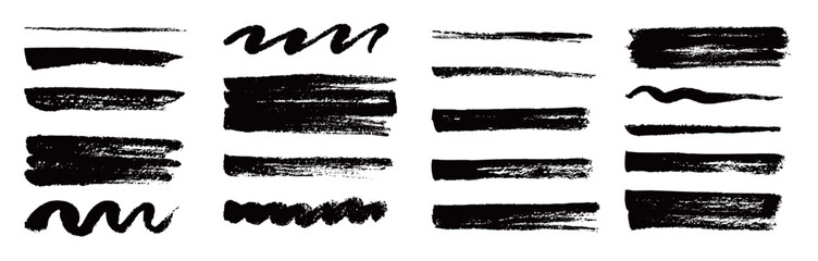 Fototapete - Marker brush texture stroke paint underline highlight. Marker pen highlight stroke. Vector hand drawn brush underline element set for accent, crayon texture emphasis element. Chalk vector illustration