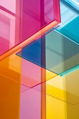 Poster - Vivid colored glass panels intersect abstractly.