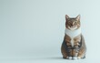 © aleks - Cat sitting calmly on a light background, showcasing its unique facial markings and alert expression in a minimalist setting