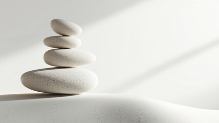 Poster - Smooth white stones stacked in minimalist design