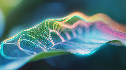 Poster - Colorful abstract depiction of leaf with energy waves