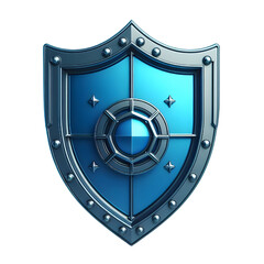 Wall Mural - Shield. Protection and security concept. Blue shield 3d icon. 3d render isolated on white background