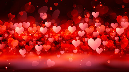 Leinwandbilder - Hearts in various shades of red create a festive and romantic atmosphere for celebrations and special occasions