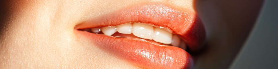 Wall Mural - Close-up Photograph of Lips and Teeth