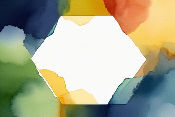 Wall Mural - Abstract Watercolor Background with Blank Hexagon Frame Design