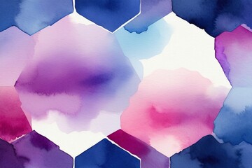 Wall Mural - Vibrant Watercolor Abstract Background with Geometric Shapes