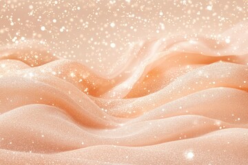 Wall Mural - glittering texture in peachy-pink palette with softly glowing particles on smooth background