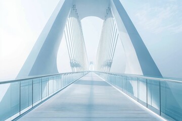 Poster - Modern bridge walkway, sleek design, calming blue hues.