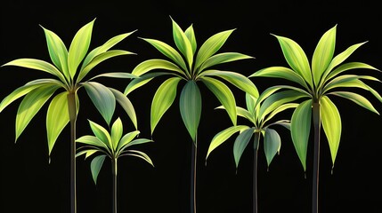Dracaena Plants Displayed Against Black Background