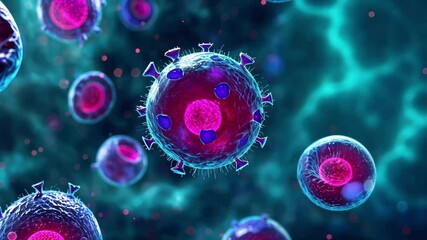 Aufkleber - Explore the intricate world of animated viruses and cells in stunning 4k resolution showcasing microscopic details and vibrant colors