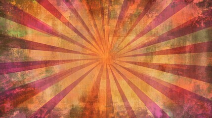 Wall Mural - Colorful Vintage Background with Sunburst Pattern in Orange and Purple Tones Creating a Dynamic Artistic Atmosphere